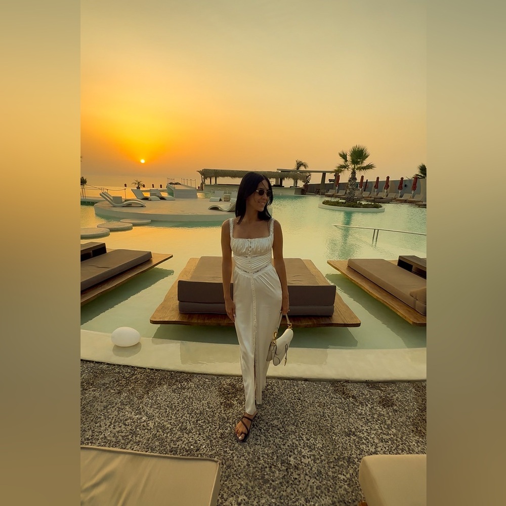 House of CB white silk dress